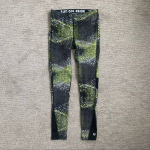 🪴$5/25🪴 Black Neon Galaxy Print Mesh Athletic Leggings Gym Yoga Activewear Small